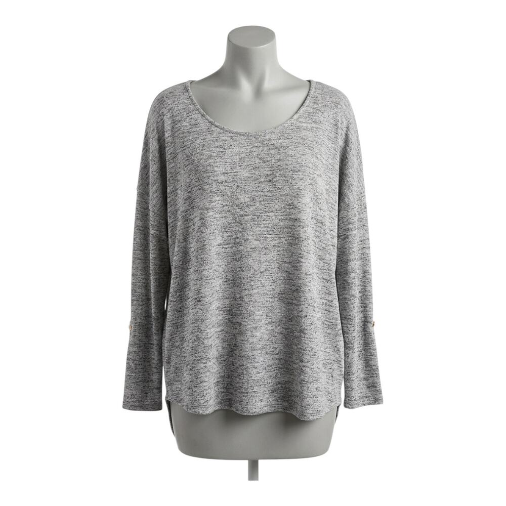 Maurices Plus 1 Heather Gray Knit Top Rayon Spandex High Low Slouchy Tunic Shirt